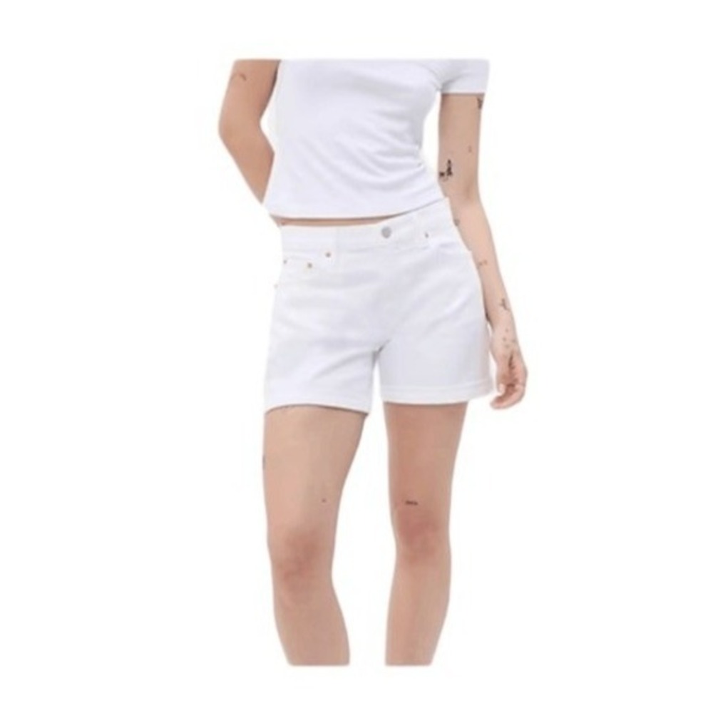 Gap 1969 Original 5 Pocket Jean Shorts High Rise White Cuffed‎ Denim 12